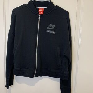 NIKE Air Cropped Black Jacket Women's Med Zippered Coquette